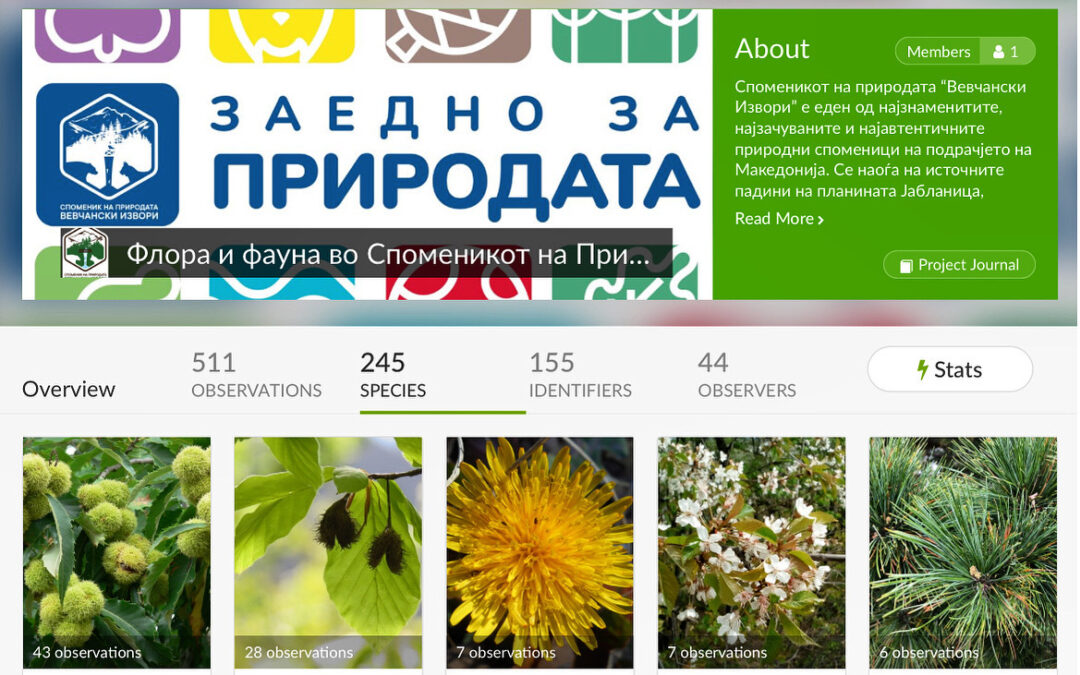 Употребија апликација iNaturalist за мапирање на растителни видови во Споменикот на природа Вевчански Извори!